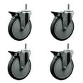 thumbnail image 1 of 6 Inch Thermo Rubber Swivel 7/16 Inch Grip Ring Stem Caster Set with Brake, 1 of 2
