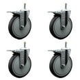 thumbnail image 1 of 6 Inch Thermo Rubber Swivel 7/16 Inch Stem Caster Set with Total Lock Brake, 1 of 2