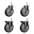 thumbnail image 1 of 6 Inch Thermo Rubber Wheel Swivel 5/8 Inch Threaded Stem Caster Set 2 Brakes, 1 of 2