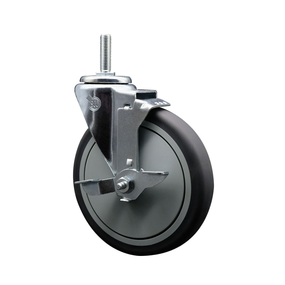 Hirate 3-Inch Locking Swivel Casters - Set Of 4 With 5/16-18UNC Threaded Stem & Brake