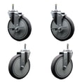 thumbnail image 1 of 6 Inch Thermo Rubber Wheel Swivel 7/16 Inch Grip Ring Stem Caster Set 2 Brake, 1 of 2