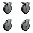 thumbnail image 1 of 6 Inch Thermo Rubber Wheel Swivel Bolt Hole Caster Set with 2 Posi Lock Brakes, 1 of 2