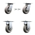 thumbnail image 1 of 6 Inch Thermoplastic Caster Set with Ball Bearing 2 Swivel Lock and 2 Rigid SCC, 1 of 2