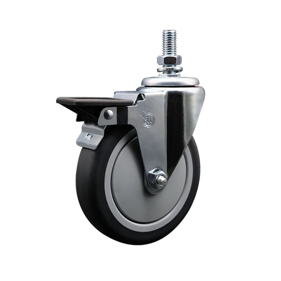 6 Inch Thermoplastic Rubber 10MM Threaded Stem Caster with Brake