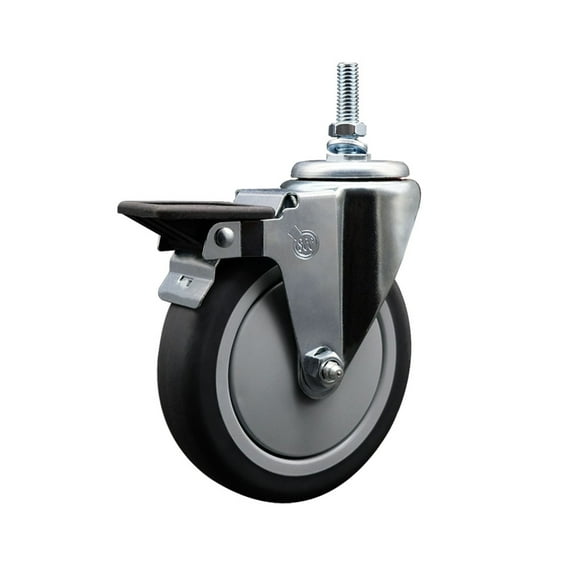 6 Inch Thermoplastic Rubber 12MM Threaded Stem Caster with Brake