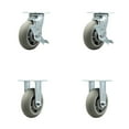 thumbnail image 1 of 6 Inch Thermoplastic Rubber Caster Set with 2 Brakes/Swivel Lock 2 Rigid SCC, 1 of 2