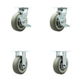 thumbnail image 1 of 6 Inch Thermoplastic Rubber Caster Set with Ball Bearings 2 Brakes 2 Rigid SCC, 1 of 2