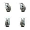 thumbnail image 1 of 6 Inch Thermoplastic Rubber Caster Set with Ball Bearings 2 Swivel 2 Rigid SCC, 1 of 2