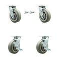 thumbnail image 1 of 6 Inch Thermoplastic Rubber Caster Set with Roller Bearing 2 Swivel Lock 2 Brake, 1 of 2