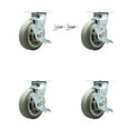 thumbnail image 1 of 6 Inch Thermoplastic Rubber Caster Set with Roller Bearing 4 Brake 2 Swivel Lock, 1 of 2
