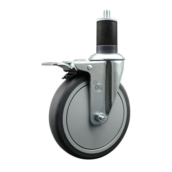 6 Inch Thermo Rubber Swivel 1-5/8 Inch Expanding Stem Caster Total Lock Brake