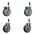 thumbnail image 1 of 6 Inch Thermo Rubber Swivel 7/8 Inch Expanding Stem Caster Set 2 Brakes, 1 of 2