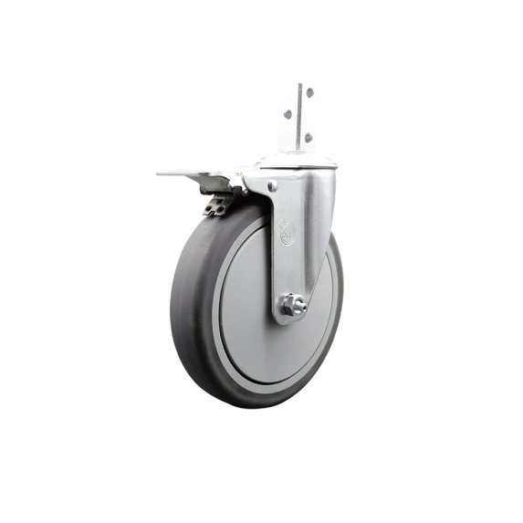 6 Inch Thermoplastic Rubber Swivel 7/8 Inch Square Stem Caster Total Lock Brake