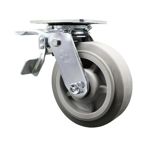6 Inch Thermoplastic Rubber Swivel Caster with Ball Bearing and Total Lock Brake