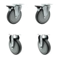 thumbnail image 1 of 6 Inch Thermoplastic Rubber Swivel Top Plate Caster Set with 2 Brakes 2 Rigid, 1 of 2