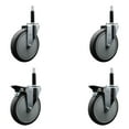 thumbnail image 1 of 6 Inch Thermo Rubber Wheel Swivel 3/4 Inch Expanding Stem Caster Set 2 Brakes, 1 of 2