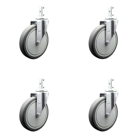 6 Inch Thermoplastic Rubber Wheel Swivel 7/8 Inch Square Stem Caster Set SCC