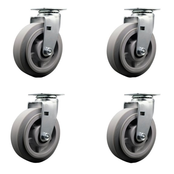 6 Inch Thermoplastic Rubber Wheel Swivel Caster Set with Ball Bearings SCC