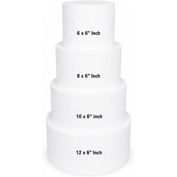 6-Inch Thick round Foam Cake Dummy Polystyrene Styrofoam Cake Form for Decorat