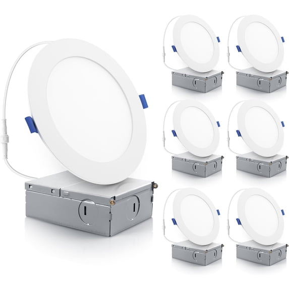 6 Inch -Thin Recessed Ceiling Light with Junction Box, 12W 4000K Cool ...