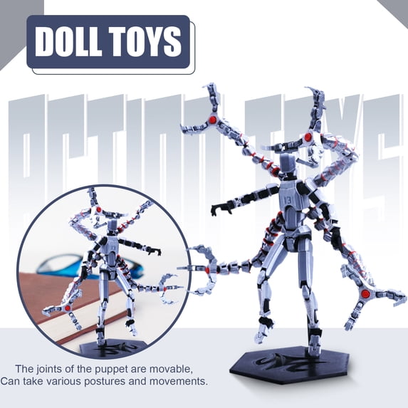 6 Inch T13 Multi-Jointed Action Figures,3D Printed Figure Set, Dummy Robot,Multiple Accessories, Hand Painted Figure, Desk Decoration, Creative Gifts (Silvery)