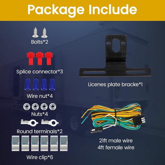 6 Inch Trailer Lights LED Kit, Submersible LED Boat Trailer Lights Rectangle Stop Turn License Plate Boat Trailer Light Kit w/25ft Wiring Harness Trailer Light 12V