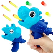 6 Inch, Triceratops Shaped Dinosaur Catapult Soft Toy Gun Pack Of 1 With 3 Soft Darts And 3 Launch Balls, Safe Foam Shooting Toy For Indoor Outdoor Activities For Family