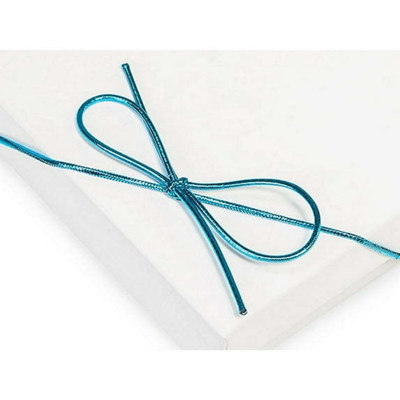 6 Inch Turquoise Metallic Stretch Loops With Bow - 50 Pack