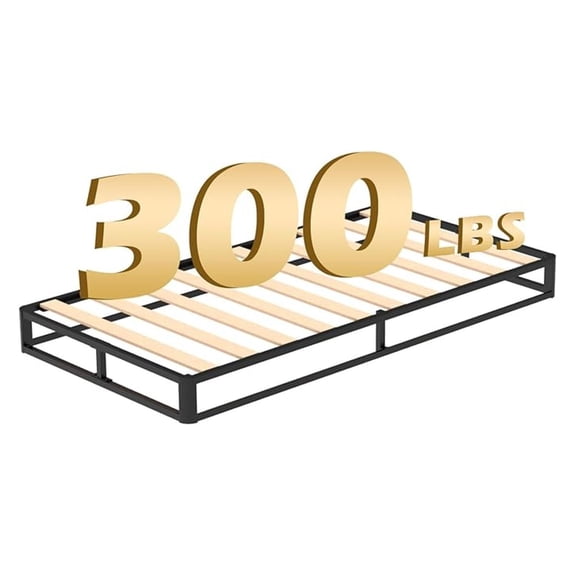 6 Inch Twin Bed Frame Heavy Duty Wood Slat, Metal Platform Bed Frame with Round Corner Legs,No Box Spring Needed, Easy Assembly