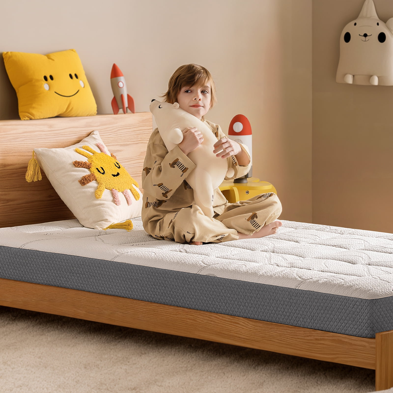 6 Inch Twin Memory Foam Mattress , Medium Firm- CertiPUR-US Certified, Bed in a Box for Easy Setup, Pressure Relief & Breathable Bamboo Fiber Washable Cover