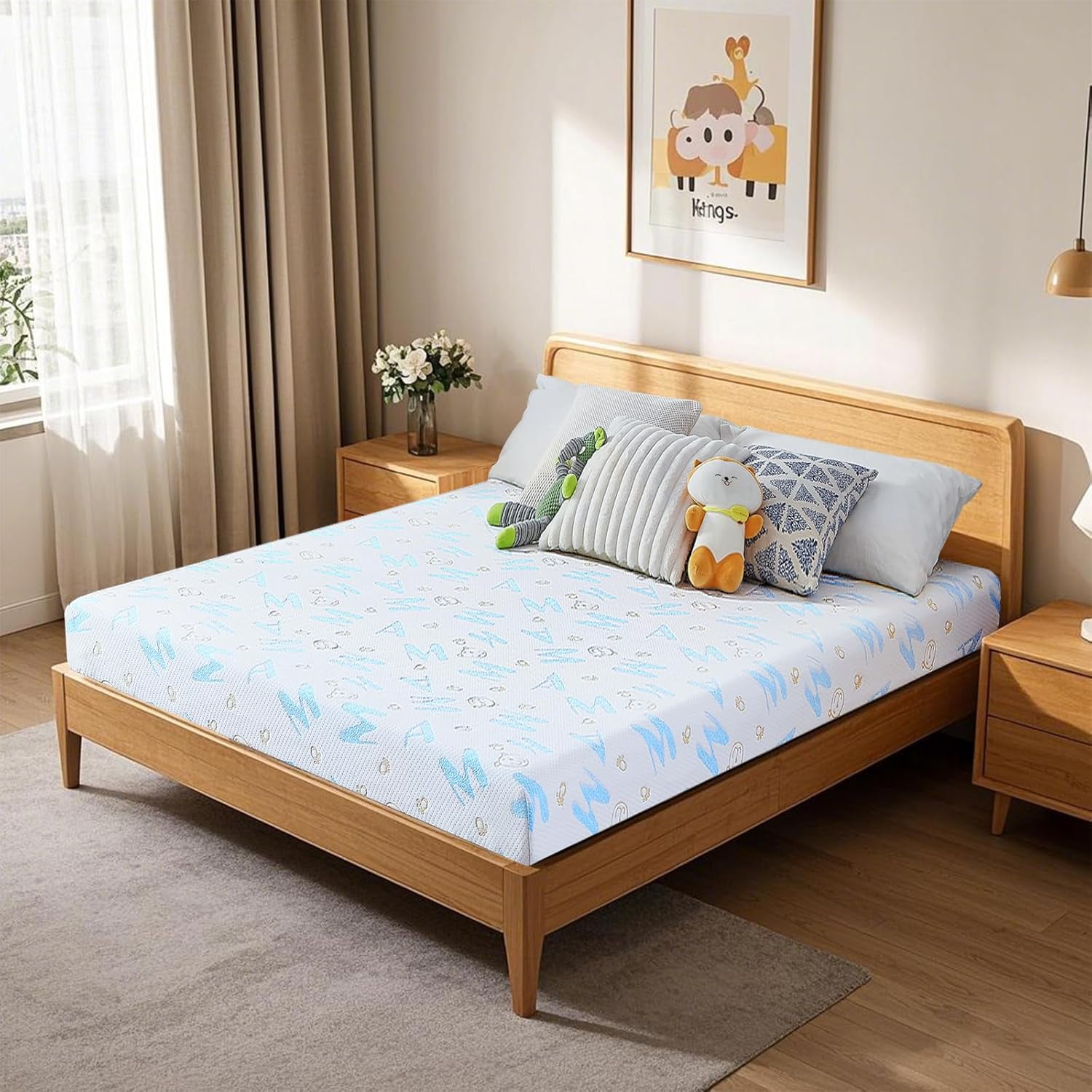 6 Inch Twin XL Memory Foam Mattress, Medium Feel, Fiberglass Free, Removable Washable Cover, White
