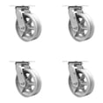 thumbnail image 1 of 6 Inch V-Groove Semi Steel Cast Iron Swivel Caster Set with Bronze Bearings SCC, 1 of 2