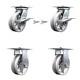 thumbnail image 1 of 6 Inch V Groove Semi Steel Caster Set 2 Brakes/Swivel Locks and 2 Rigid SCC, 1 of 2