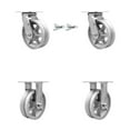 thumbnail image 1 of 6 Inch V Groove Semi Steel Caster Set with Ball Bearings 2 Swivel Lock 2 Rigid, 1 of 2