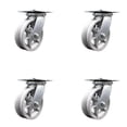 thumbnail image 1 of 6 Inch V Groove Semi Steel Caster Set with Ball Bearings and Swivel Locks SCC, 1 of 2