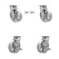 thumbnail image 1 of 6 Inch V Groove Semi Steel Caster Set with Roller Bearings 2 Swivel Lock 2 Brake, 1 of 2