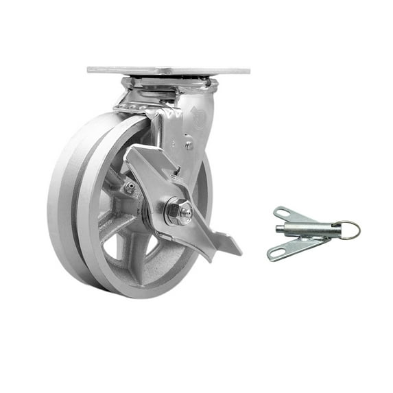 6 Inch V Groove Semi Steel Caster with Roller Bearing and Brake/Swivel Lock SCC