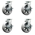 thumbnail image 1 of 6 Inch V-Groove Semi Steel Swivel Caster Set with Bronze Bearings and Brakes SCC, 1 of 2