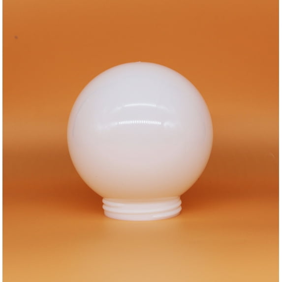 6 Inch White Acrylic Lamp Post Globe with 3.24 Inch Threaded Neck