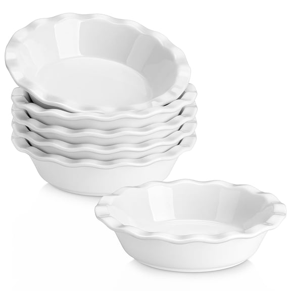 6 Inch White Ceramic Mini Pie & Tart Pans Set of 6