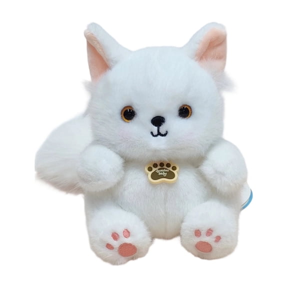 6 Inch White Fox Stuffed Animal Plush Toy Adorable Soft Arctic Fox Figurine for Winter Themed Decor Party Favors Anniversary Gift, White