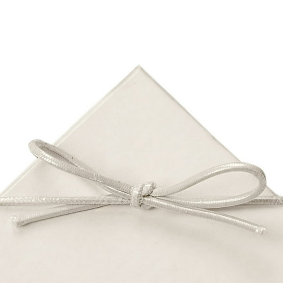 6 Inch White Metallic Stretch Loops With Bow - 50 Pack