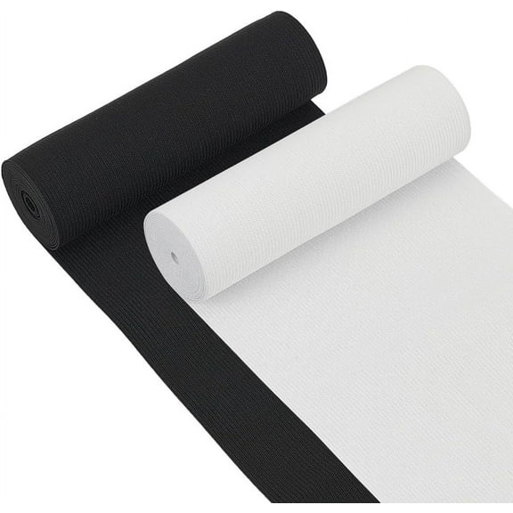 6-Inch Wide Black and White Elasti Band 4-Yard Flat Stretch Elastic Band Heavy Stretch Knit for DIY Sewing Project Waist Band Making White