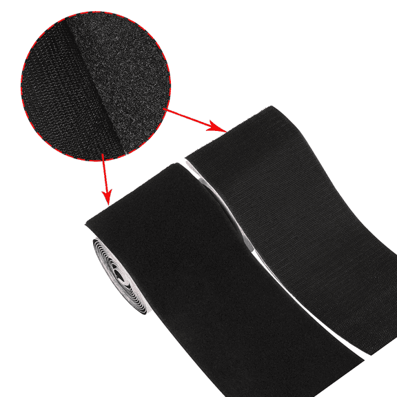 6 Inch Wide Hook and Loop Tape Black Double Sided Nylon Heavy Duty Adhesive Fastener Roll for Couch Cushions Rugs Fabric Sewing DIY Projects Reusable(6 Inch Width 1 Yard Length)