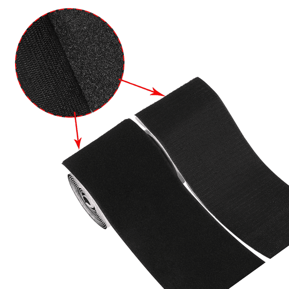 6 Inch Wide Hook and Loop Tape Black Double Sided Nylon Heavy Duty Adhesive Fastener Roll for Couch Cushions Rugs Fabric Sewing DIY Projects Reusable(6 Inch x 3 Yard)