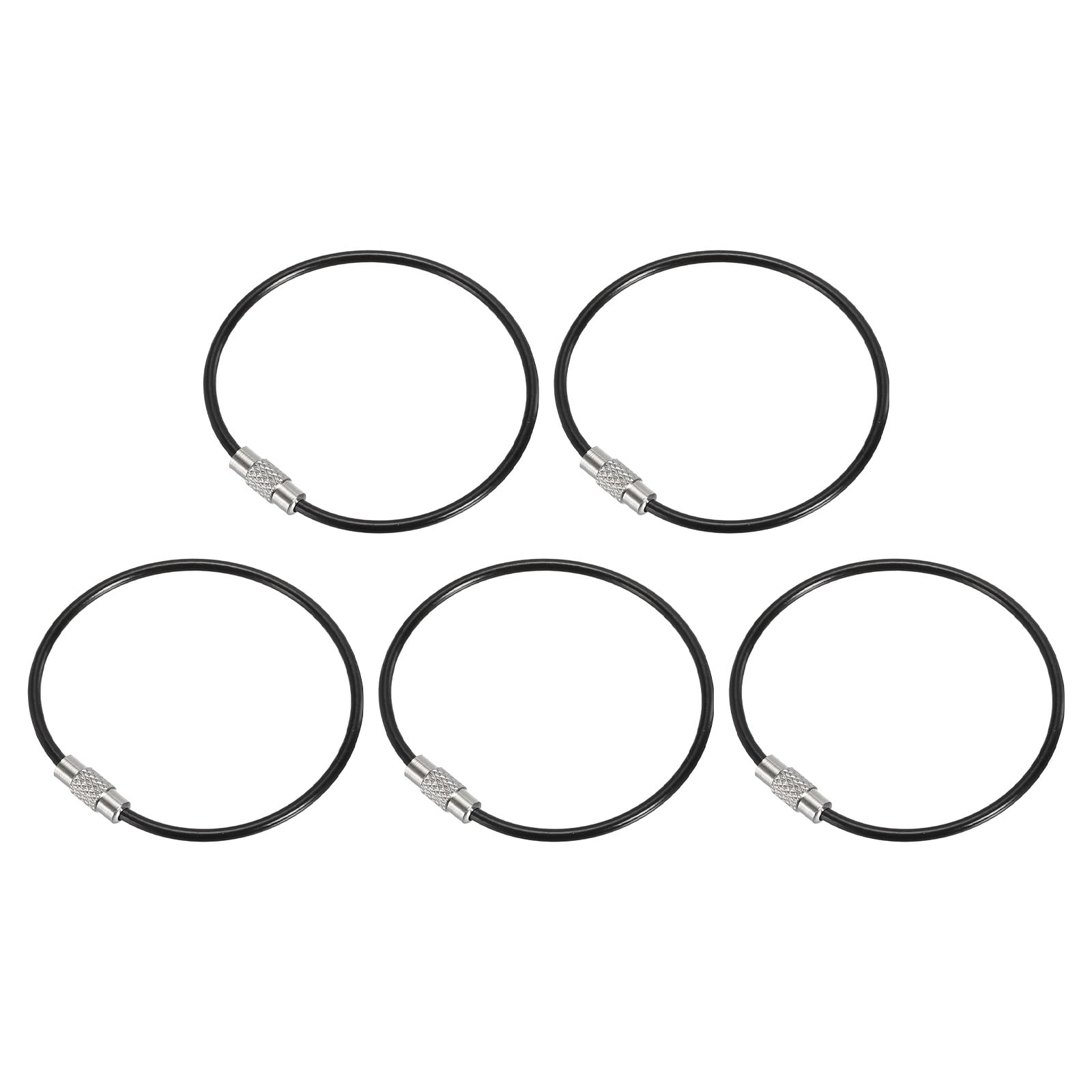 6 Inch Wire Keychain Cable Stainless Steel Key Ring Loop 150mm, Black 5 ...