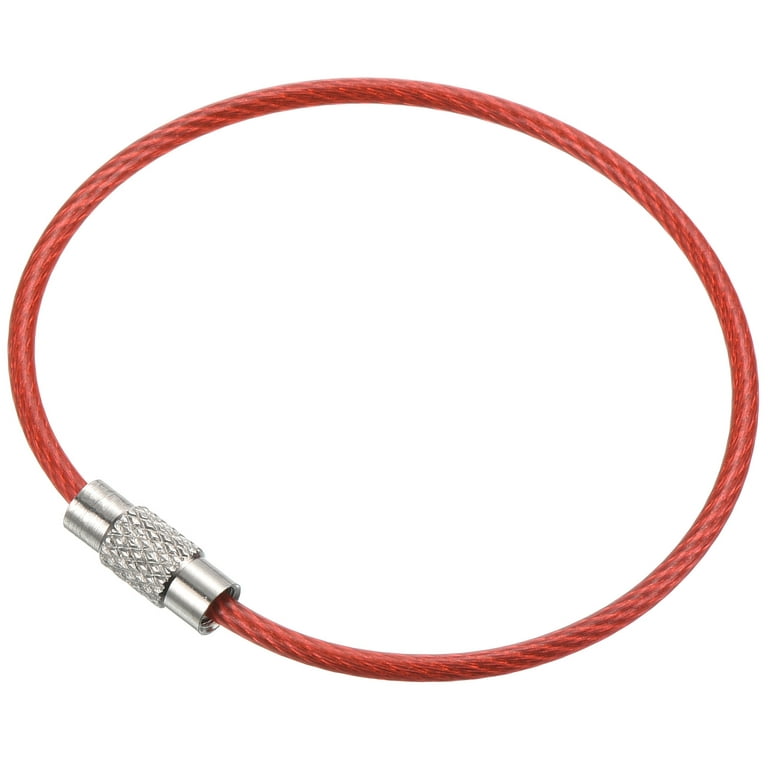 Gogo 60pcs Wire Keychain Cable 6 inch, Heavy Duty Key Ring Loop for Hanging Luggage Tag - Red