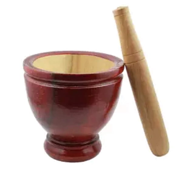 6 Inch Wooden Mortar and Pestle Set, Traditional Grinding Tool for Herbs Garlic