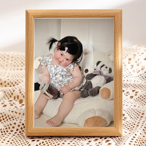 6 Inch Wooden Photo Frame Wall Mount or Tabletop Display Natural Finish Horizontal Vertical Orientation for Home Office Decor Wedding Family Picture Memory Keepsake