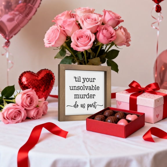 6 Inch Wooden Valentines Day Decor, Funny Valentine's Day Sign, Holiday Decorative Signage Plaque Indoor Table Wall Art Shelf Desk Tiered Tray Kitchen Rustic Farmhouse Decorations for Home